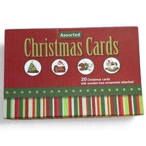BUNDLE OF 19 ASSORTED CHRISTMAS CARDS WITH WOODEN ORNAMENTS INSIDE BY ISABELLA